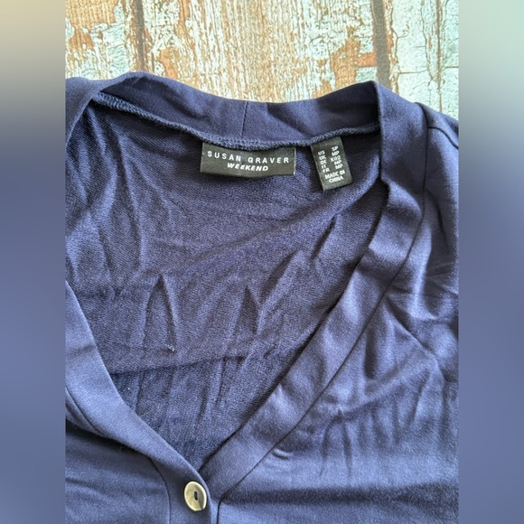 Susan Graver The Weekend soft Deep Blue Knit Top - Picture 4 of 5